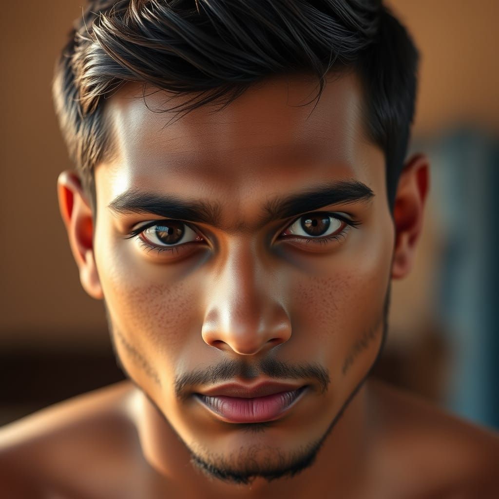 Striking Close-Up of a Young South Indian Man