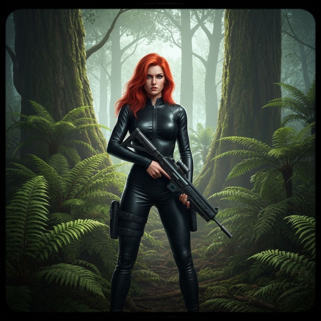 Woman Defends Jungle from Raptors with Energy Rifle