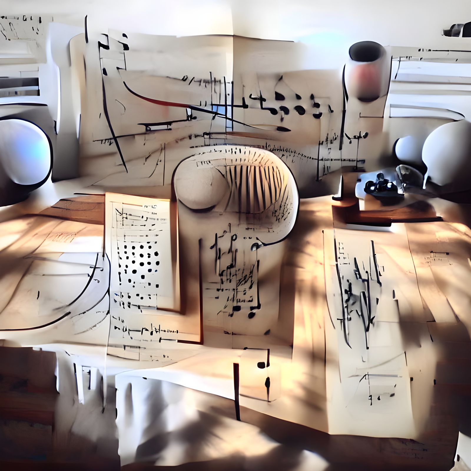 Complex 3D Diagram of Music, Anatomy and Geometry