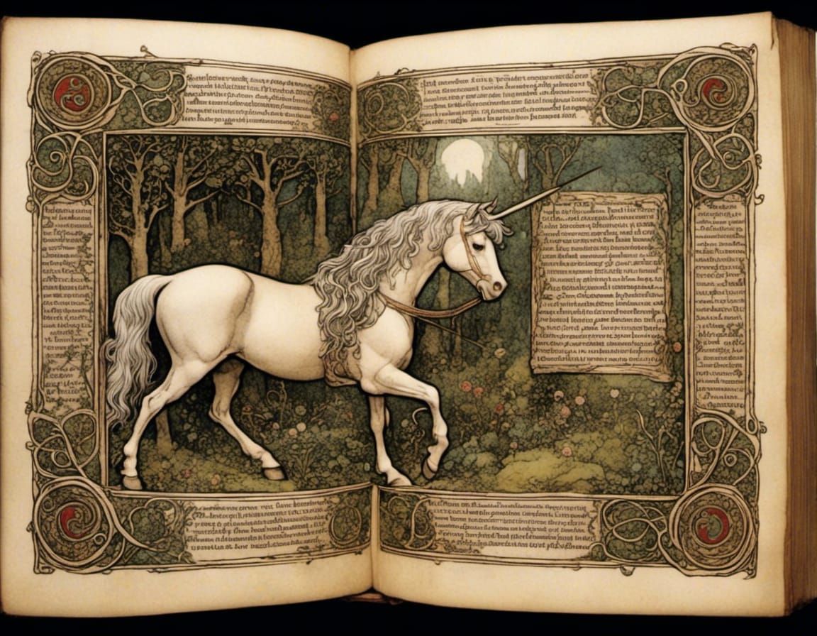 Unicorn Lore in Illuminated Manuscript Style