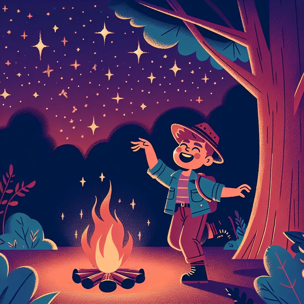 Joyful Dance Under the Stars by Campfire Light