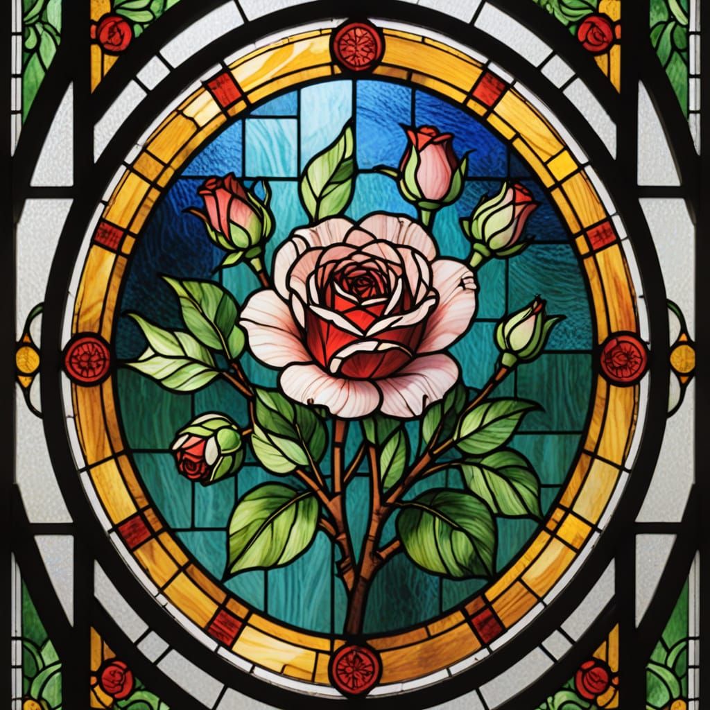 Rosebud stained glass