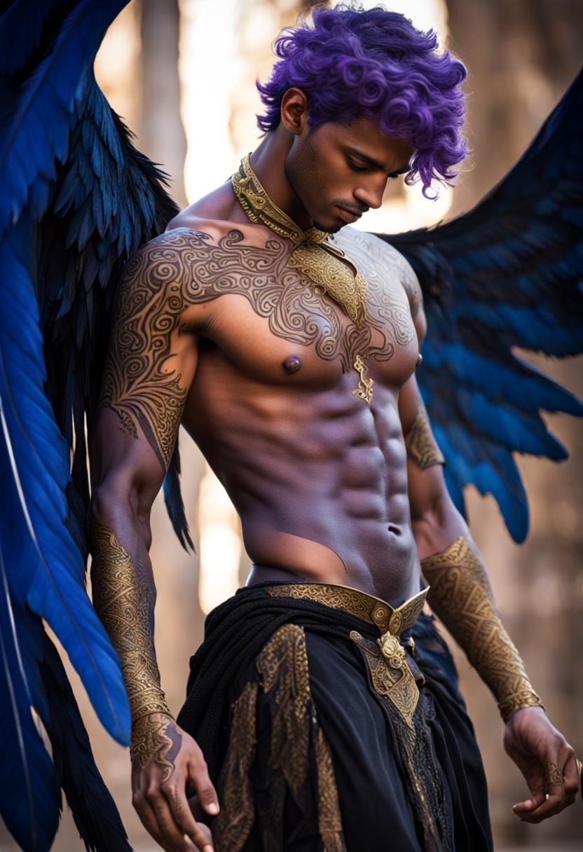 Avariel Elf with Peacock Wing and Henna