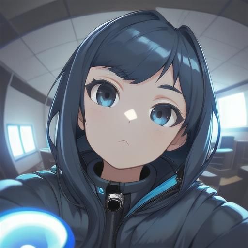 Girl in Puffer Jacket: Fisheye Selfie