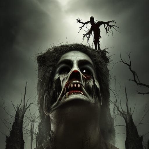 Screaming Zombie Horror in Grave Hole