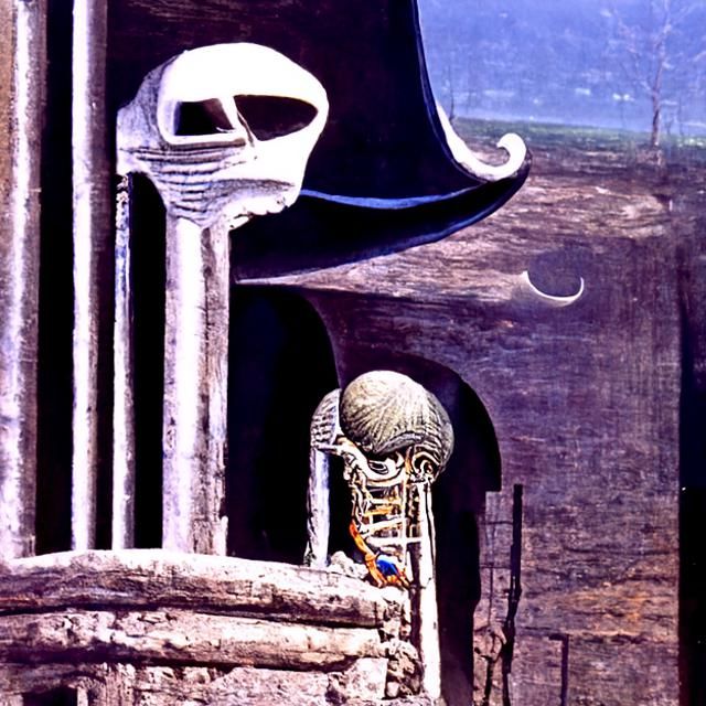 Skeleton Guard at Watchtower in Eerie Moon Glow