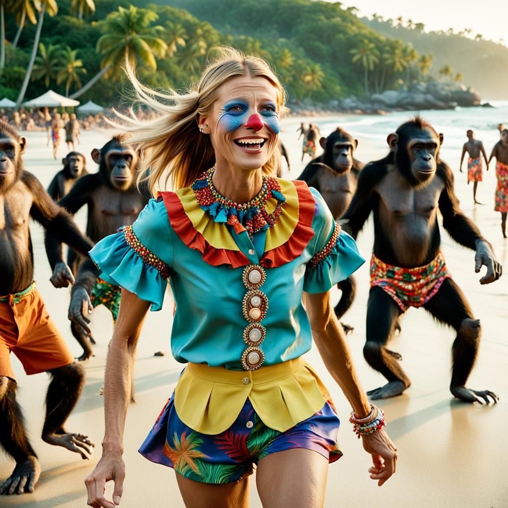 Cinematic Clown Queen in Monkey Paradise