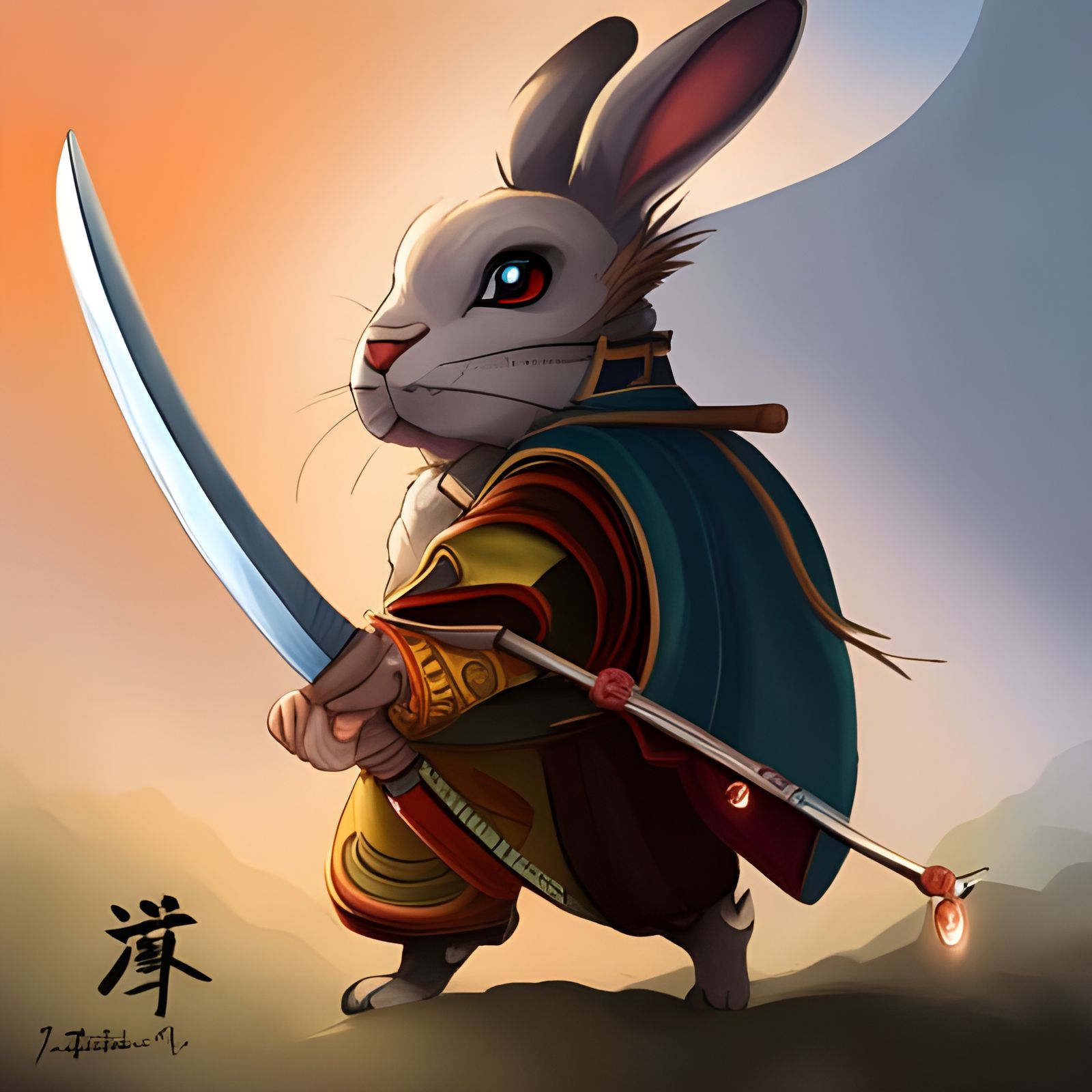 Samurai Rabbit: A Japanese-Style Digital Painting
