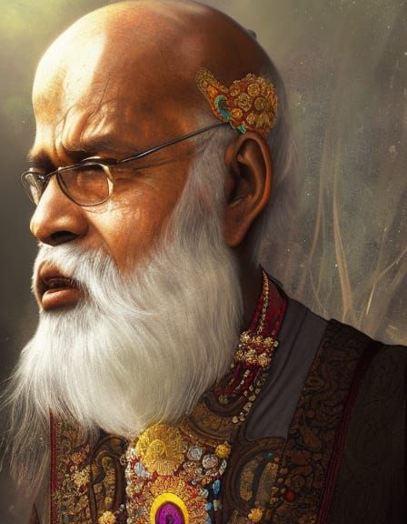 Medieval Indian Man: Hyperdetailed Portrait