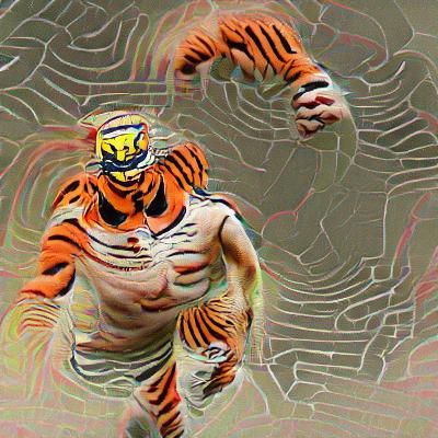 Surreal Tiger-Man Hybrid Image
