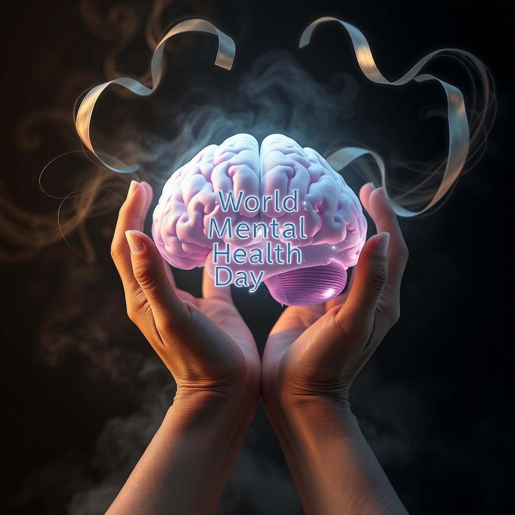 Glowing Brain Held in Dreamlike Fantasy Art