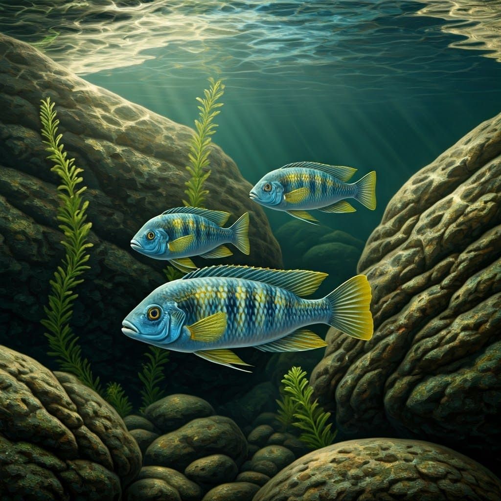 East African Lake Cichlids in Vibrant, Lifelike Detail