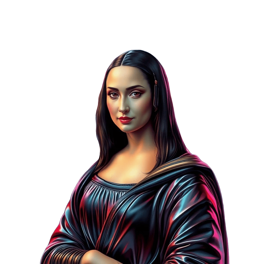 Cyberpunk Mona Lisa in Futuristic Portrait