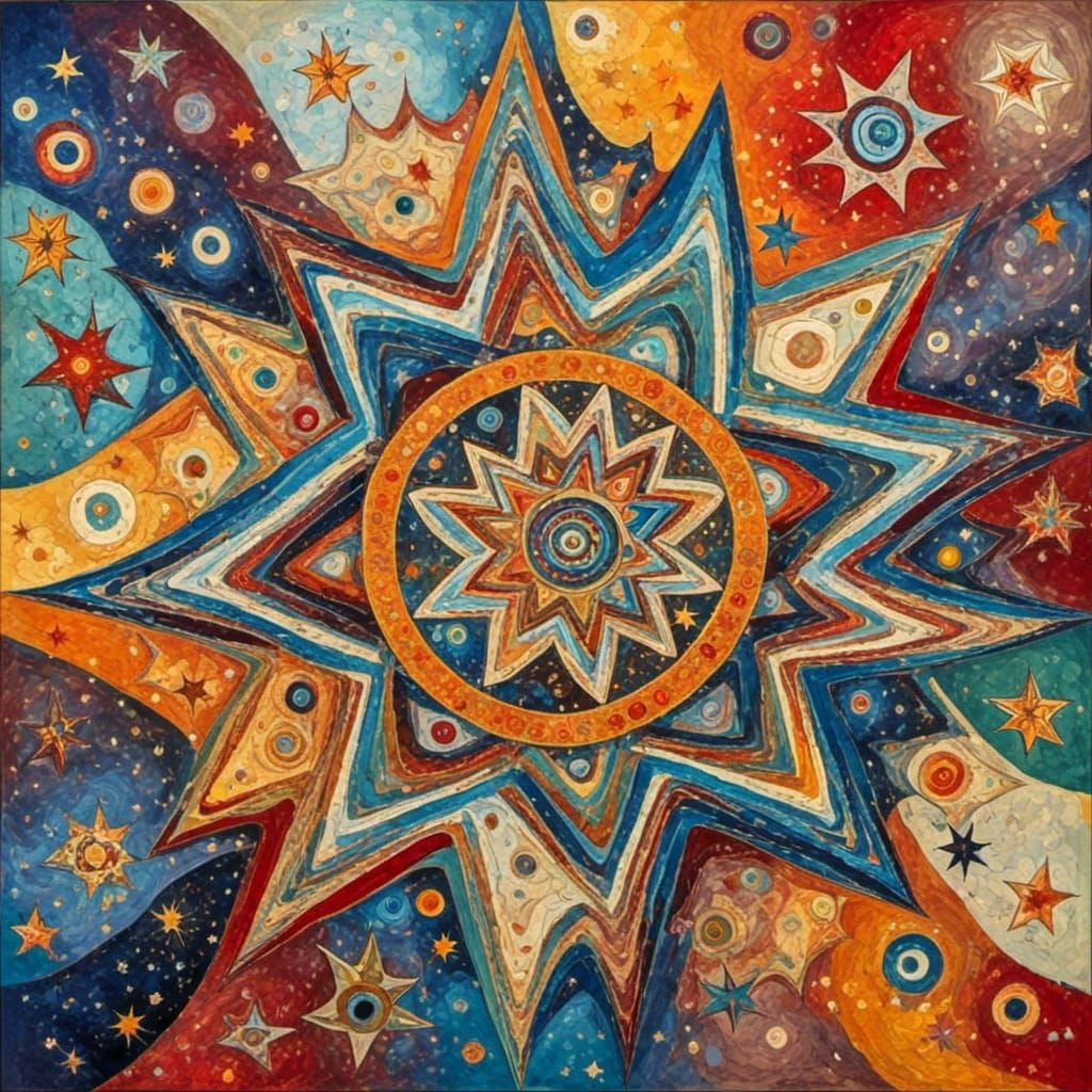 Abstract Star and Spiral Forms in Washed Colors