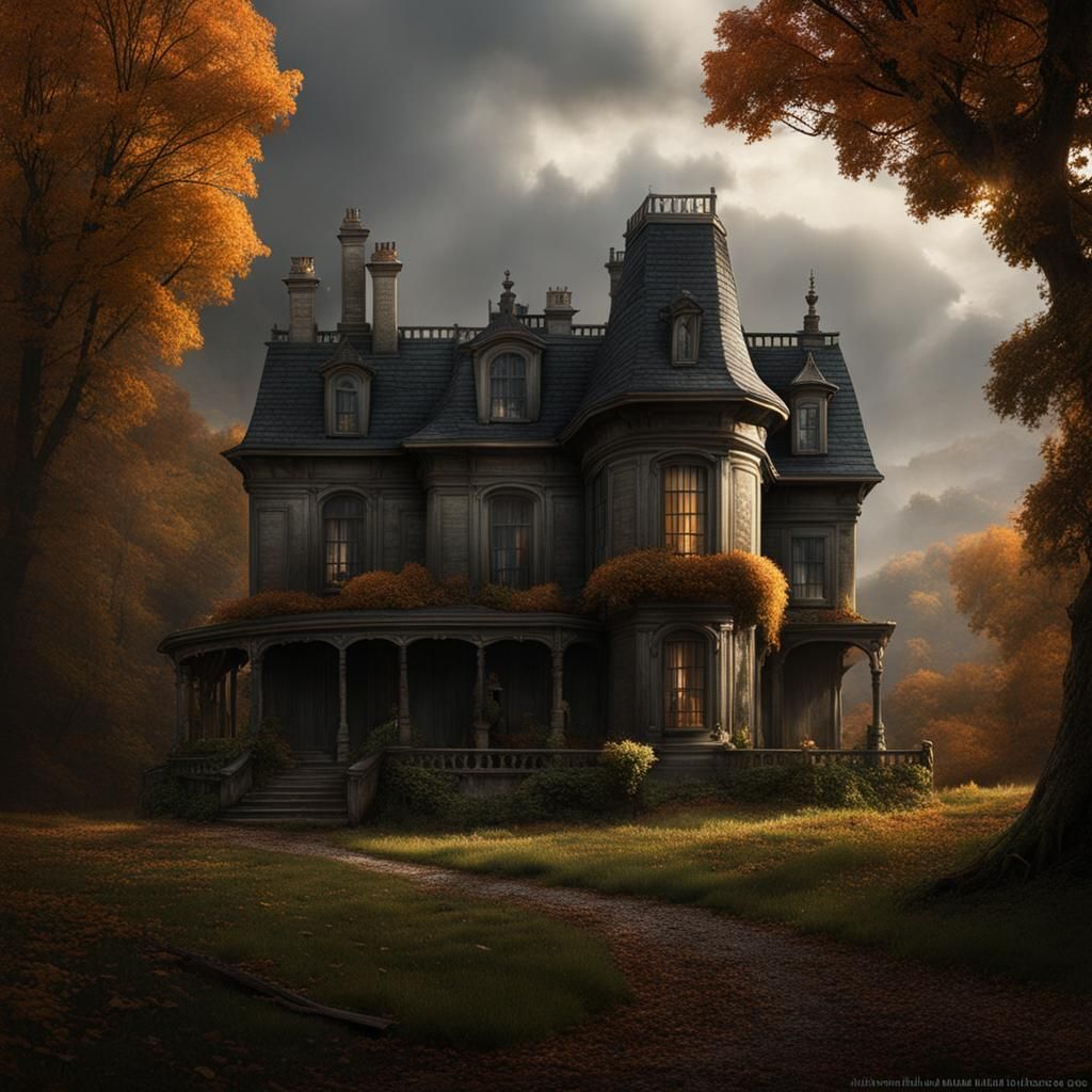 Haunted Crooked House with Friendly Ghost