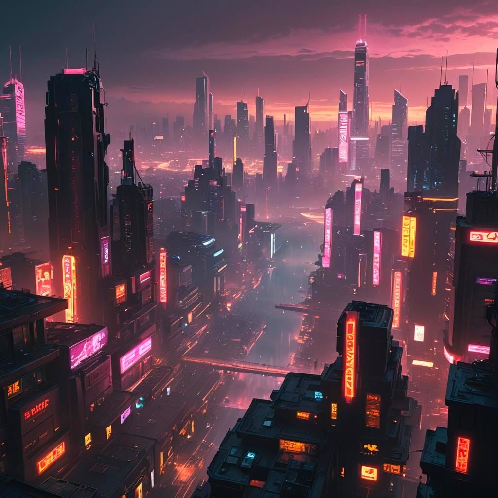 Cyberpunk Eye Reflecting Future Cityscape