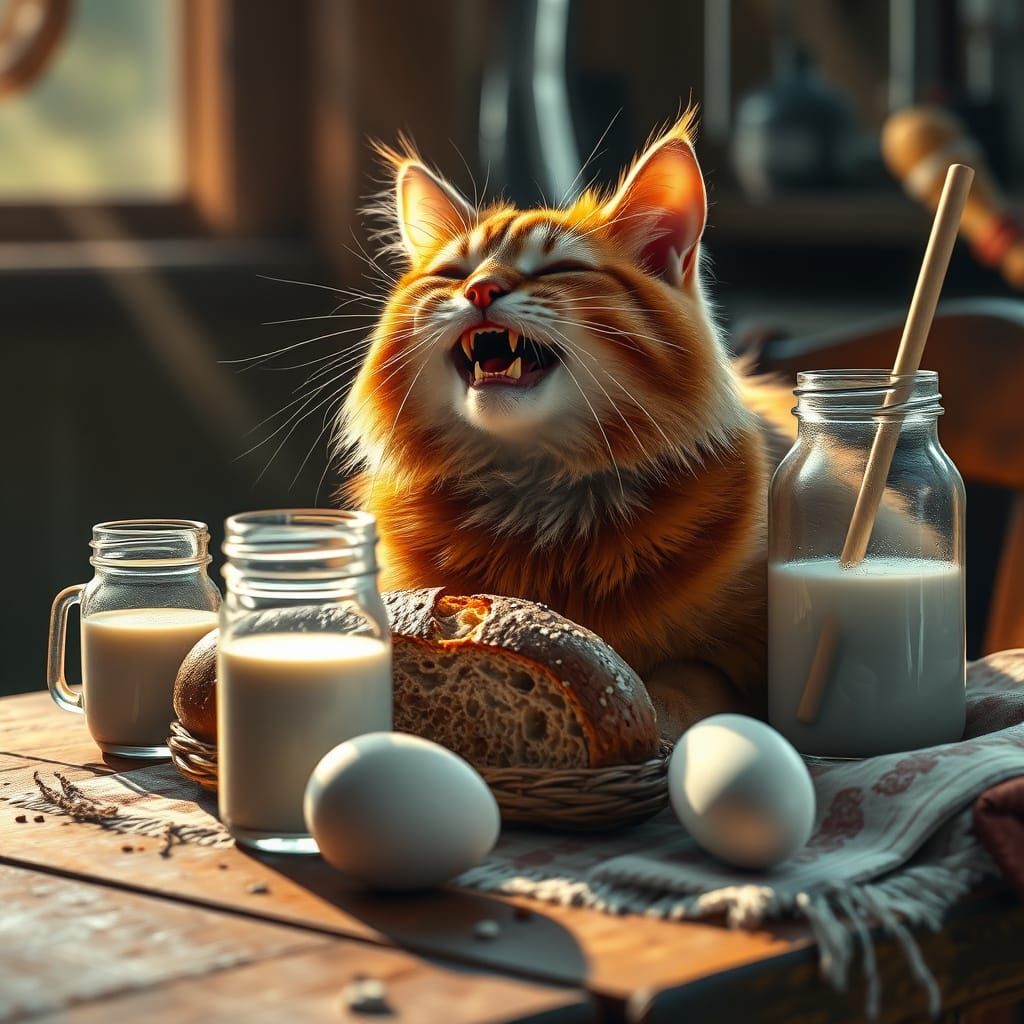 Surreal Country Kitchen Scene with Whimsical Details