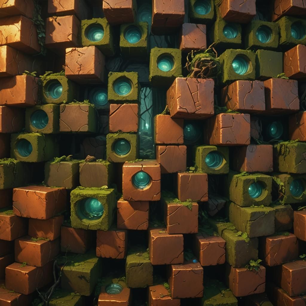 Copper Bricks Glow in Mystical Fantasy Architecture