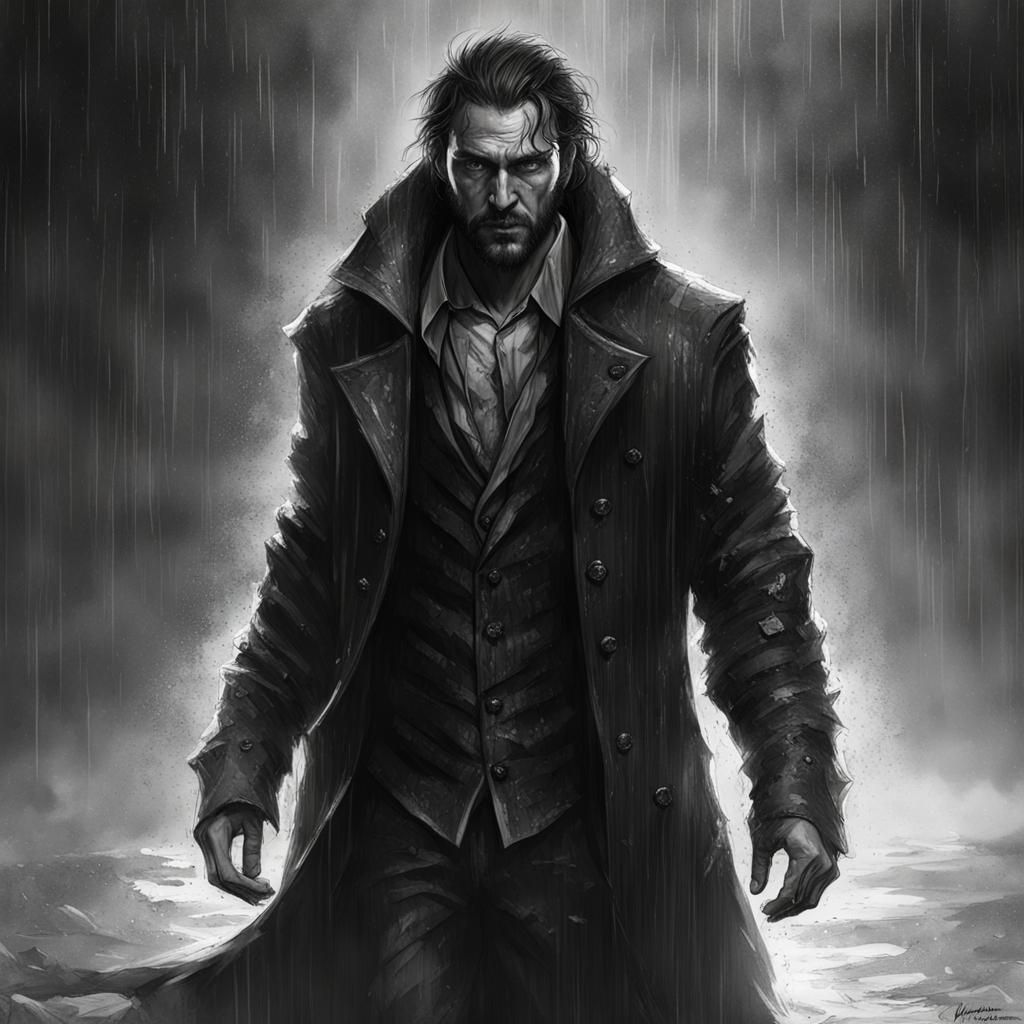 Fierce Wolfish Man Portrait in Dark Fantasy Style