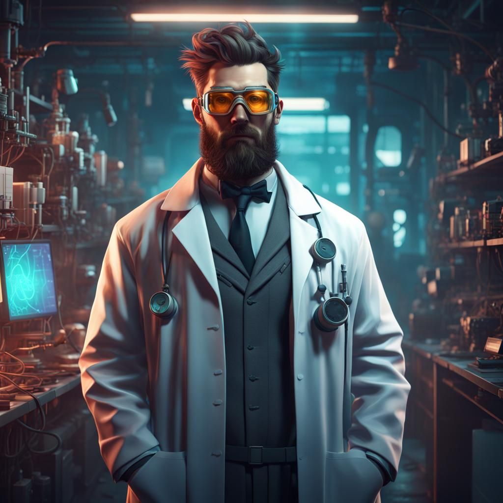 Cyberpunk Doctor with High-Tech Goggles