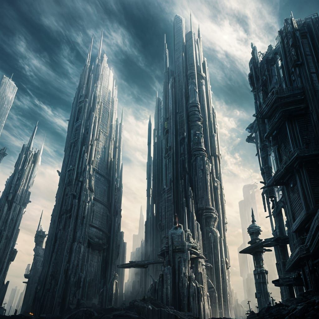 Roger Dean Inspired Alien Landscape with City