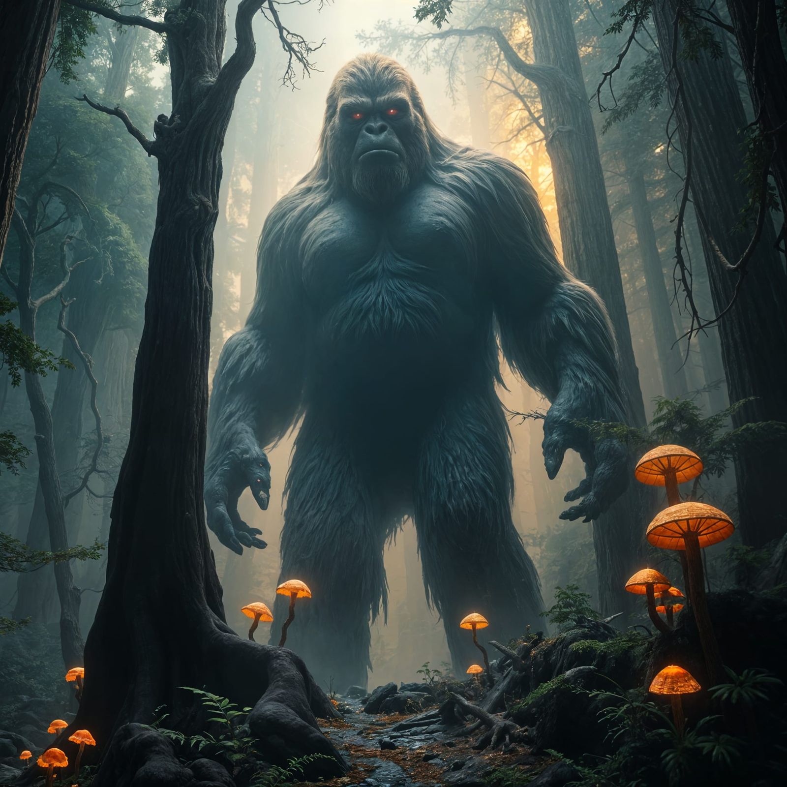 Surreal Fantasy Landscape with Big Foot in a Vibrant, Dreaml...