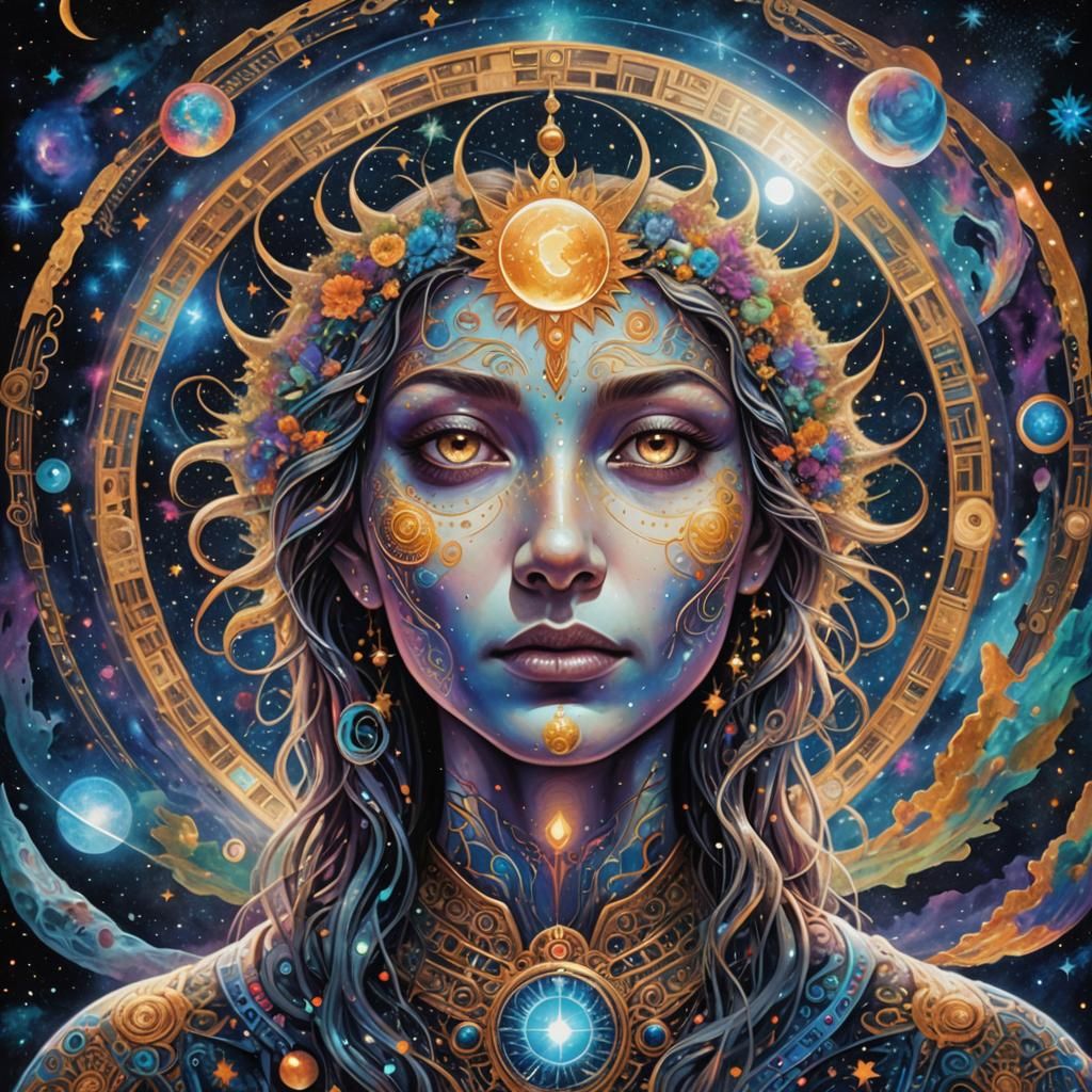 Astral Moon Consciousness in Holographic Illustration