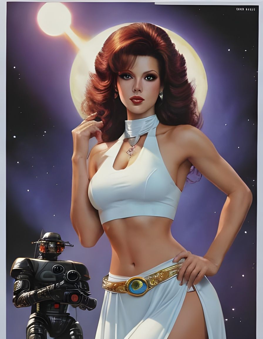 Retro Sci-Fi Space Princess with Laser Gun