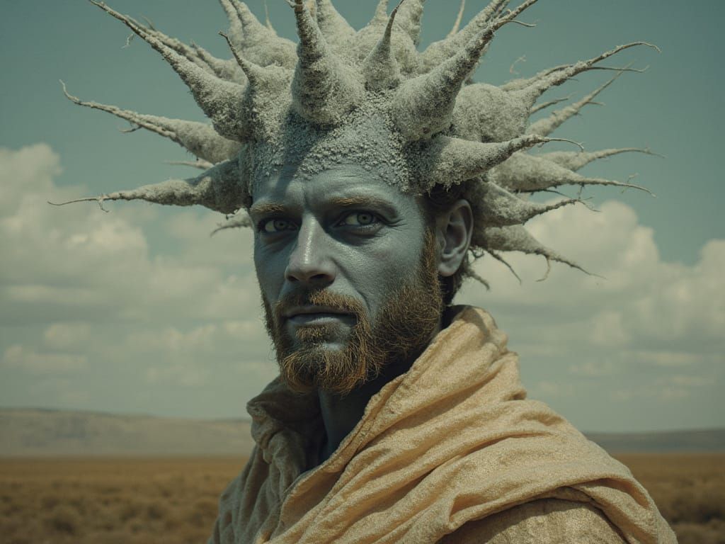 Regal Figure in Ethereal Landscape