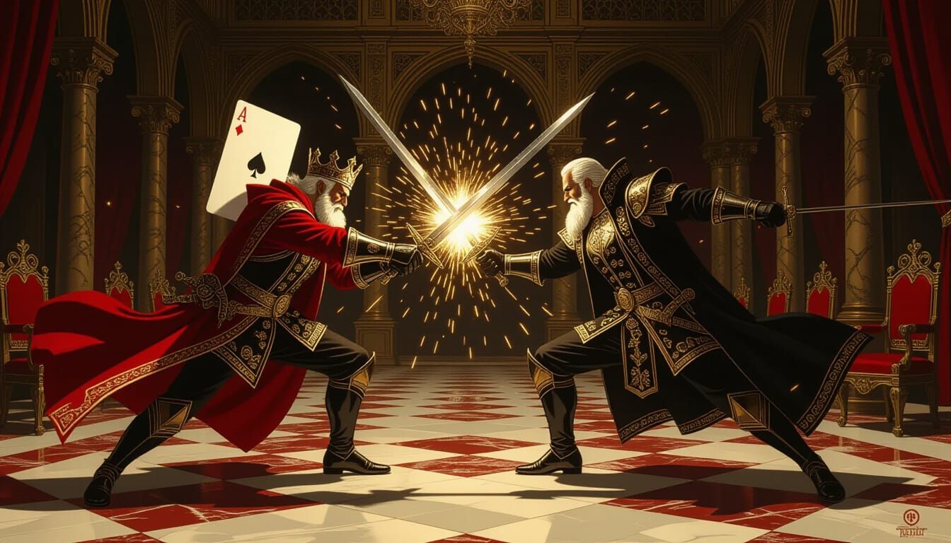 Jack of Diamonds vs King of Spades in Dramatic Ballroom Duel