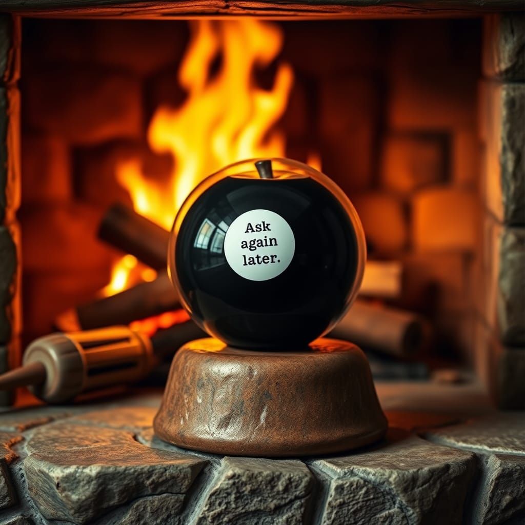 Magic 8-Ball in Glass Apple by Firelight