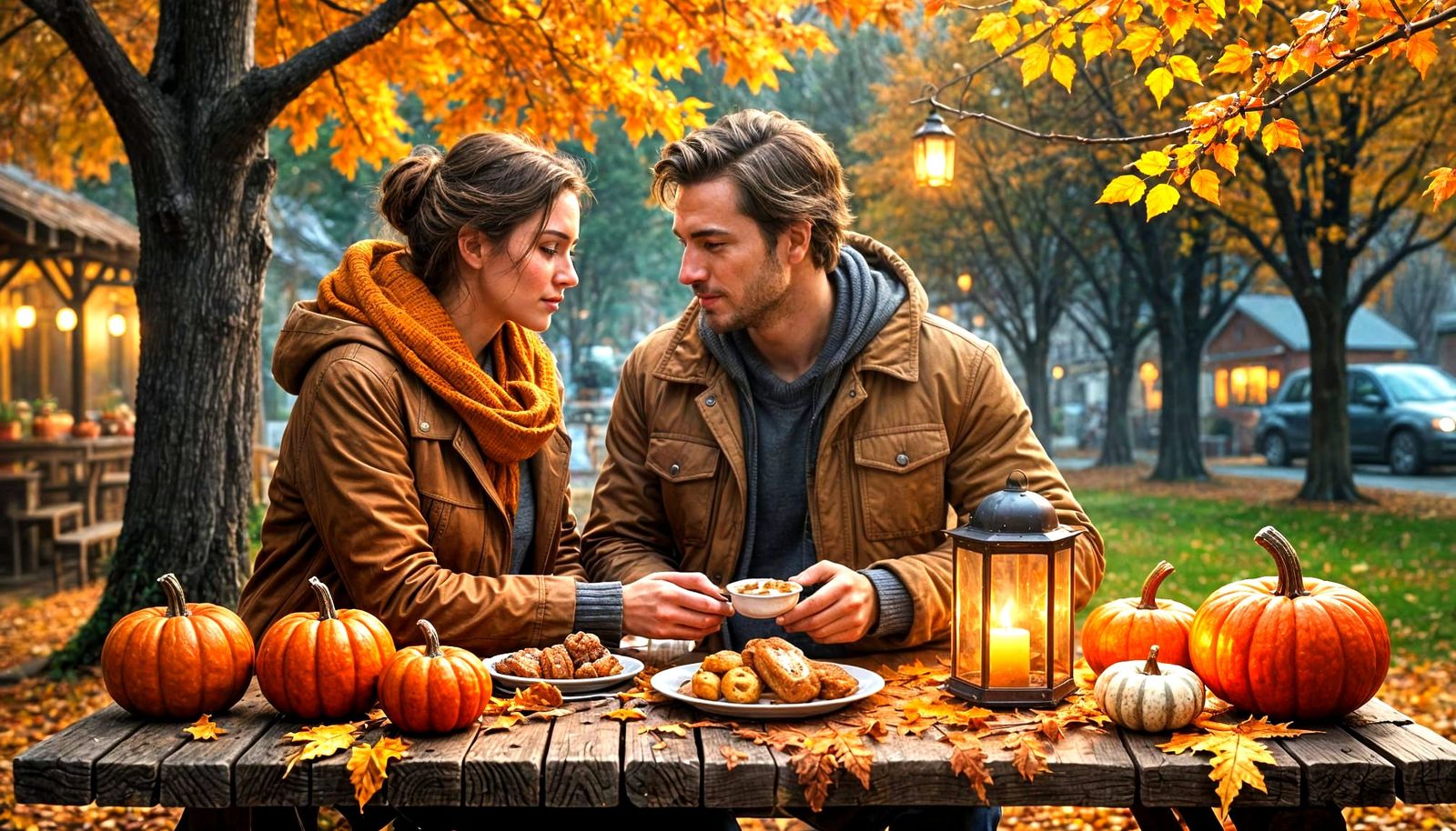 Cozy Autumn Date Night Scene in Warm Hues