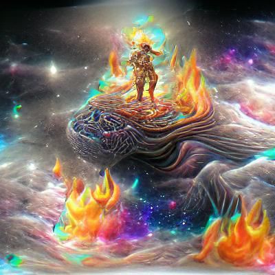 Holographic Astral God of Fire Illustration