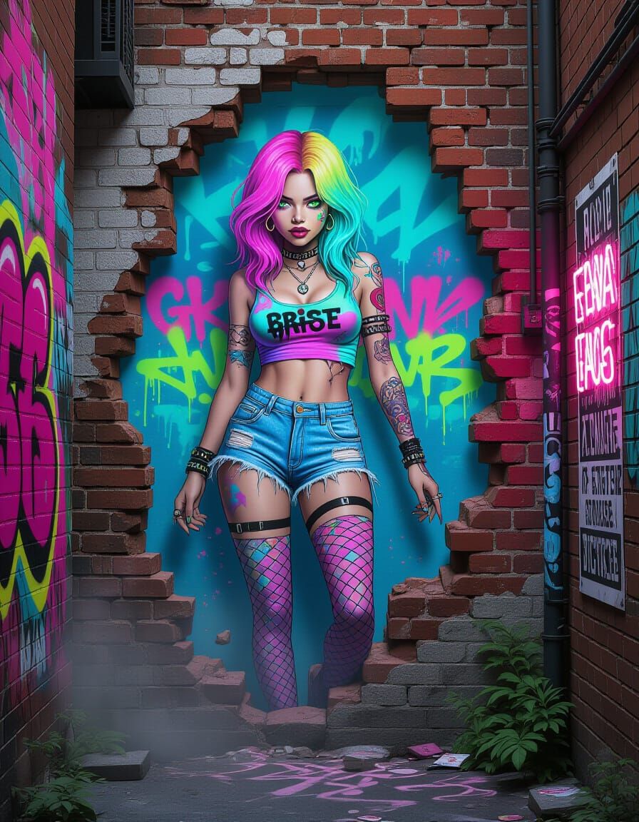 Graffiti Girl Emerges in Pastel Punk Style