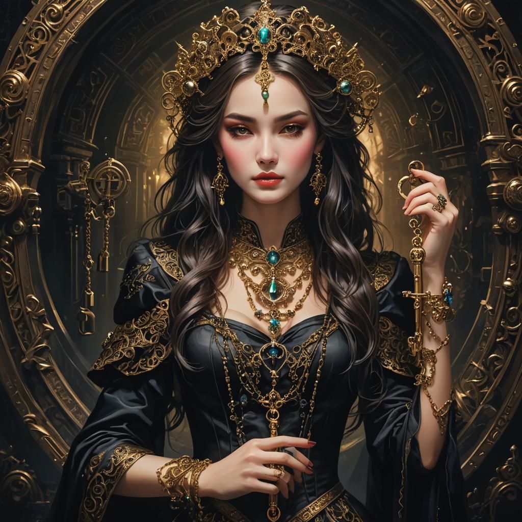 Dark Fantasy Lady with Key Jewelry