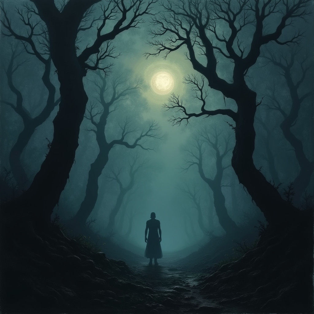 Eerie Jungle at Dusk in Gothic Horror Style