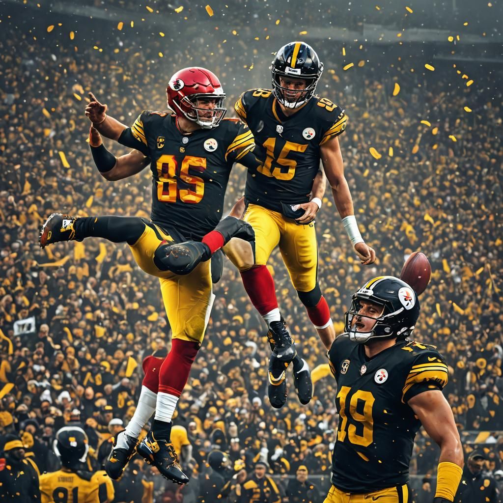 Mahomes and Kelce in Steelers Jerseys: Detailed Matte Painti...
