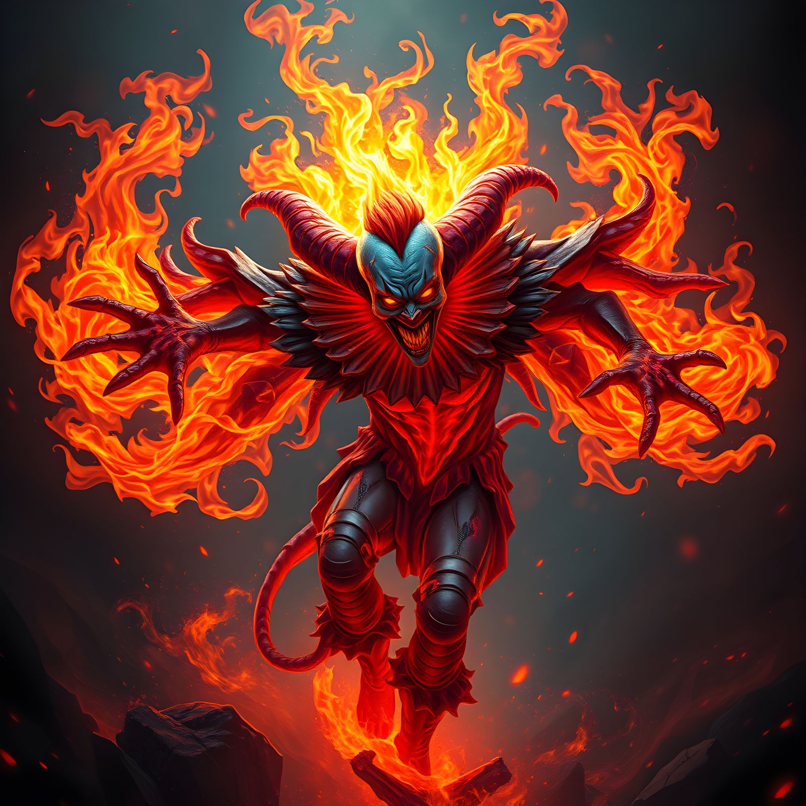 Fiery Clown: Detailed Matte Painting