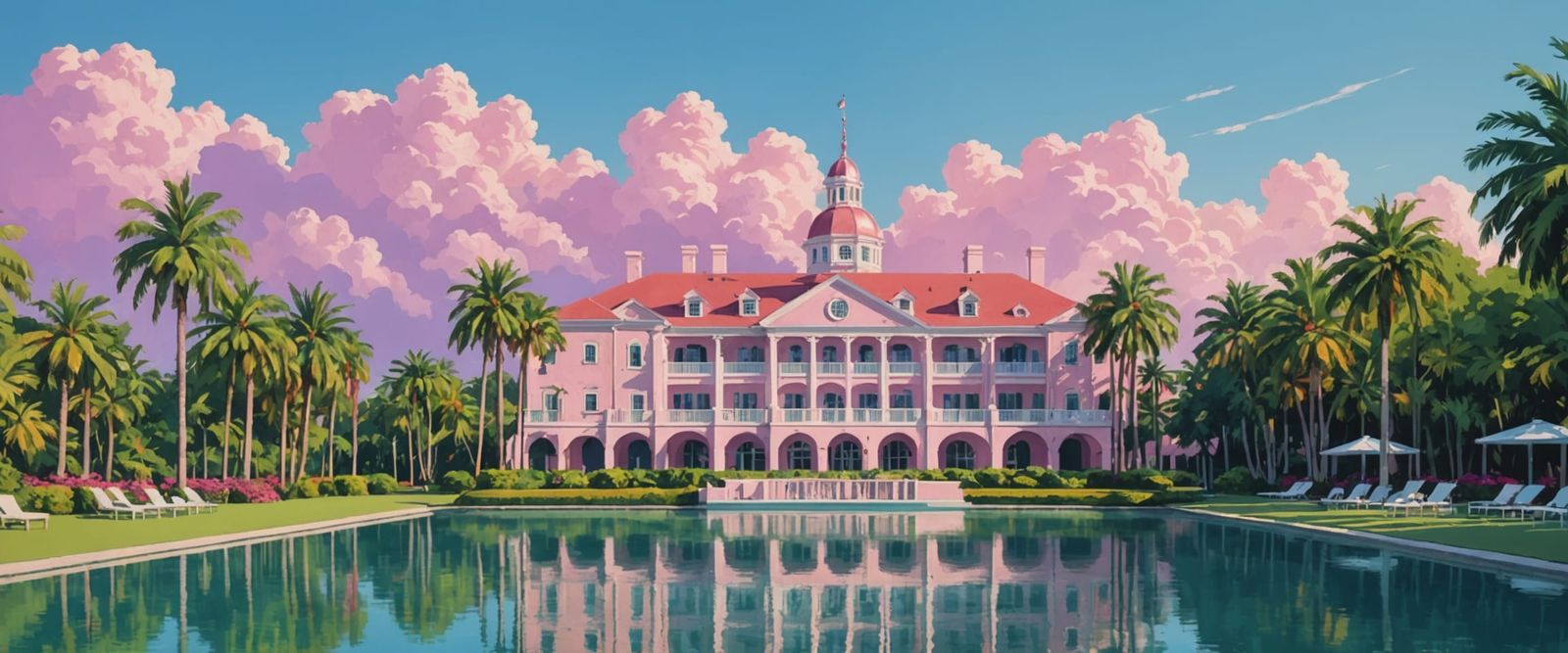 Vinoy Luxury Resort Hotel in Pastel 8-bit Style