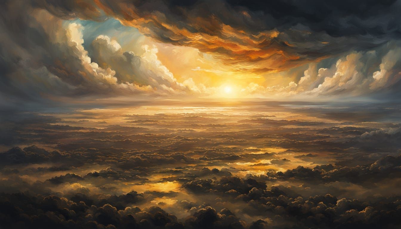 Golden Horizon: Dramatic Landscape Oil Painting