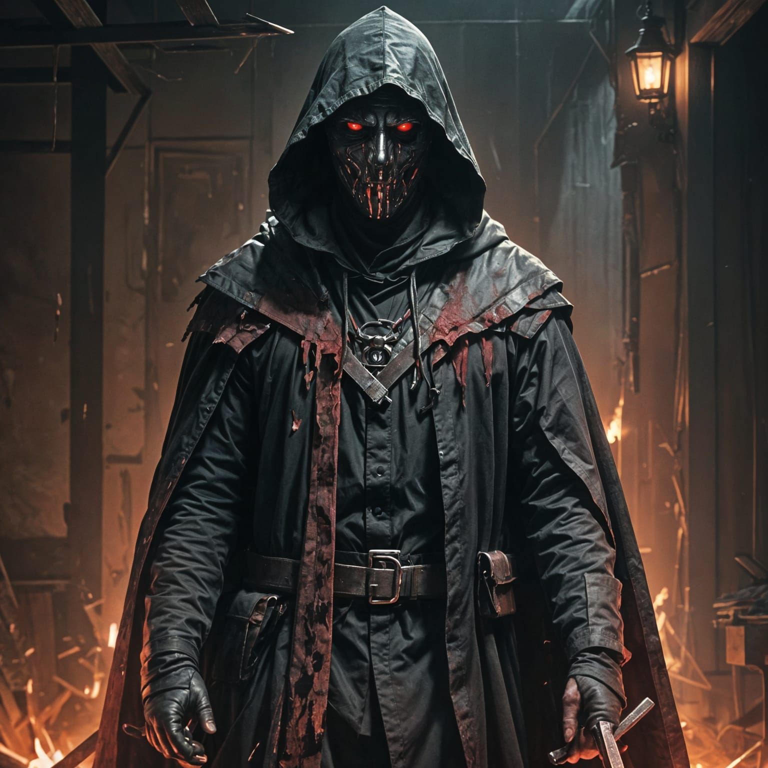 Sinister Masked Killer with Machete