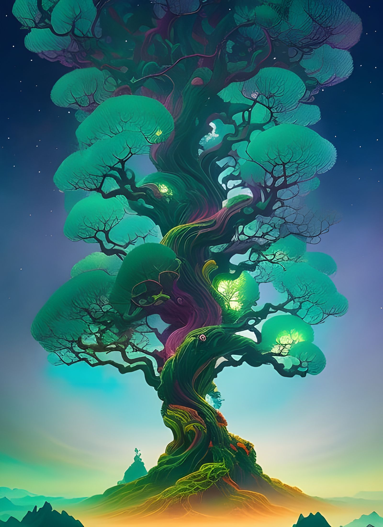 Photorealistic Yggdrasil as Acrylic Paint Pouring