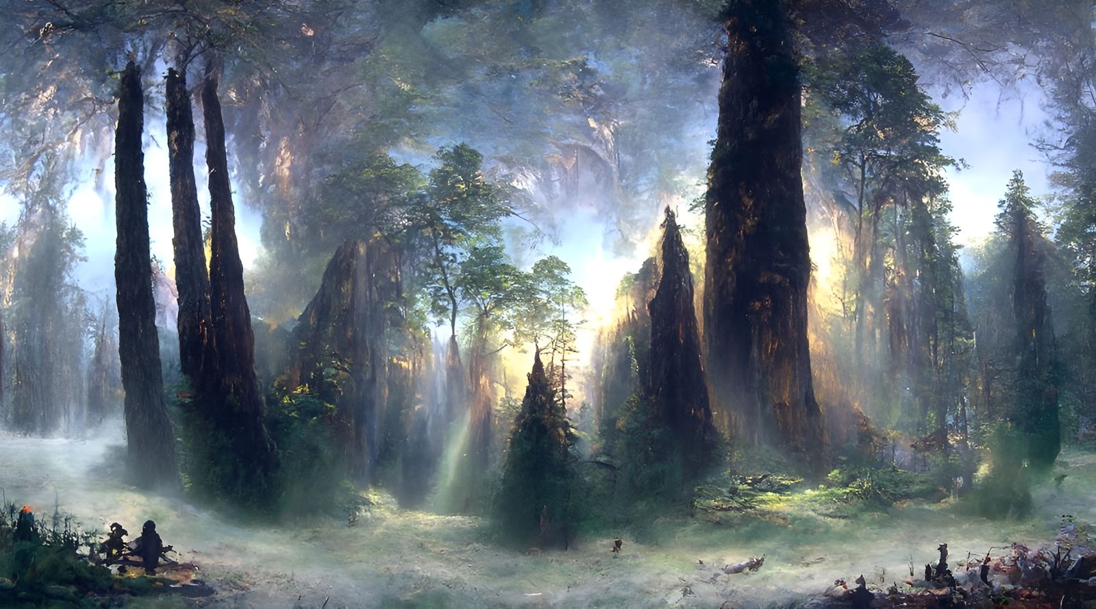 Ethereal Giant Forest at Twilight: A Luminist Painting