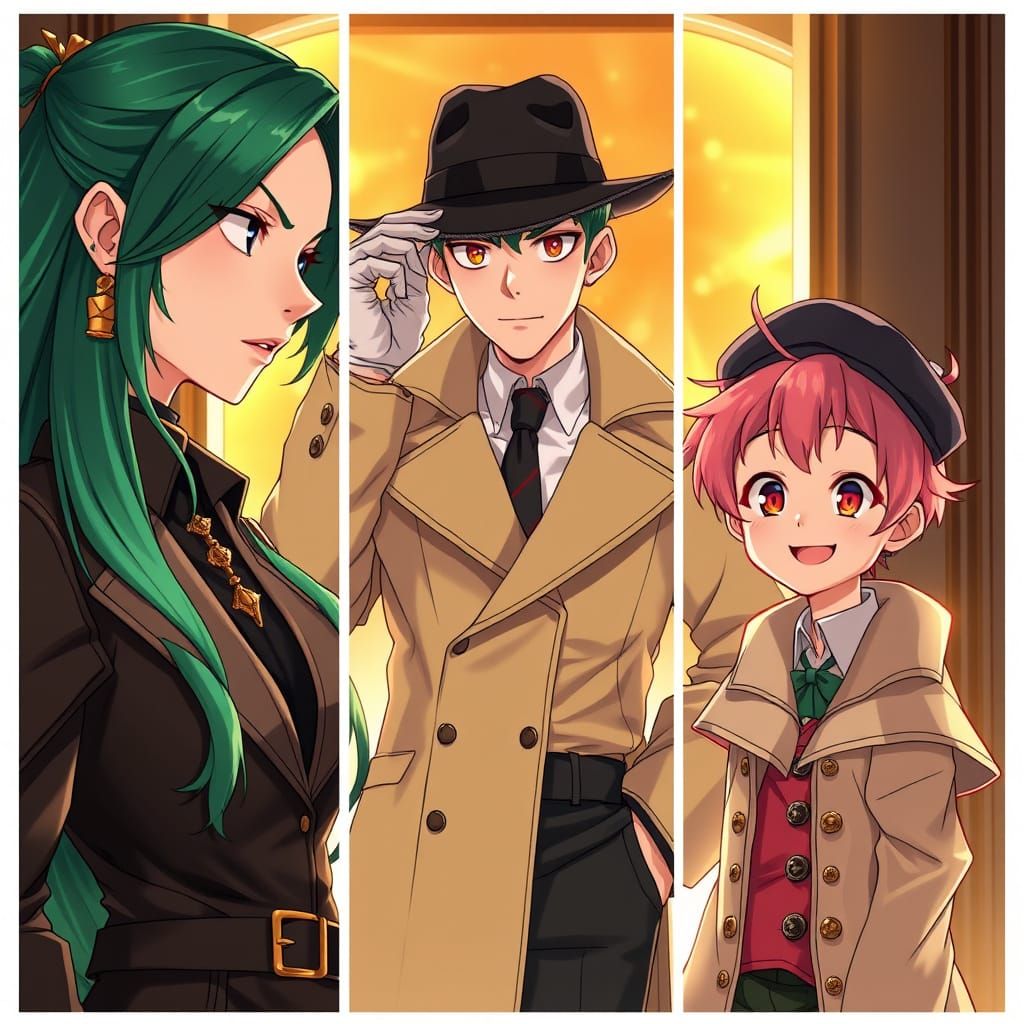 Mysterious Family Portrait in Anime Style