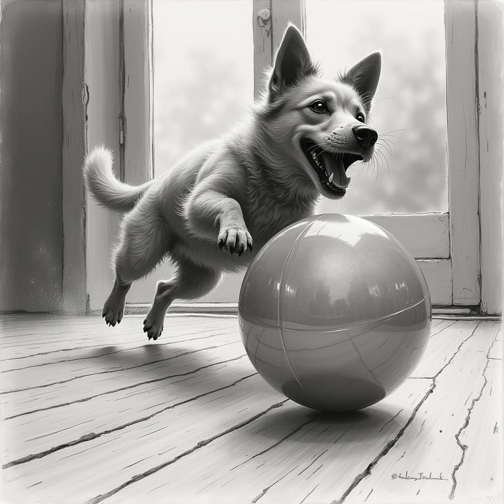 Joyful Giggle Ball Chased by Energetic Dog in Whimsical Hype...