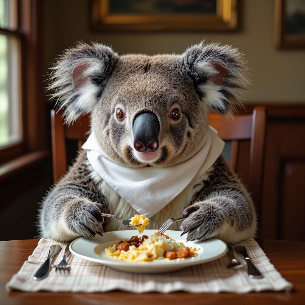 Koala Enjoying a Meal: A Flemish Still Life