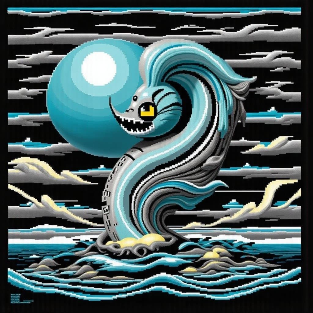 Pixel Art City Inside a Fishbowl