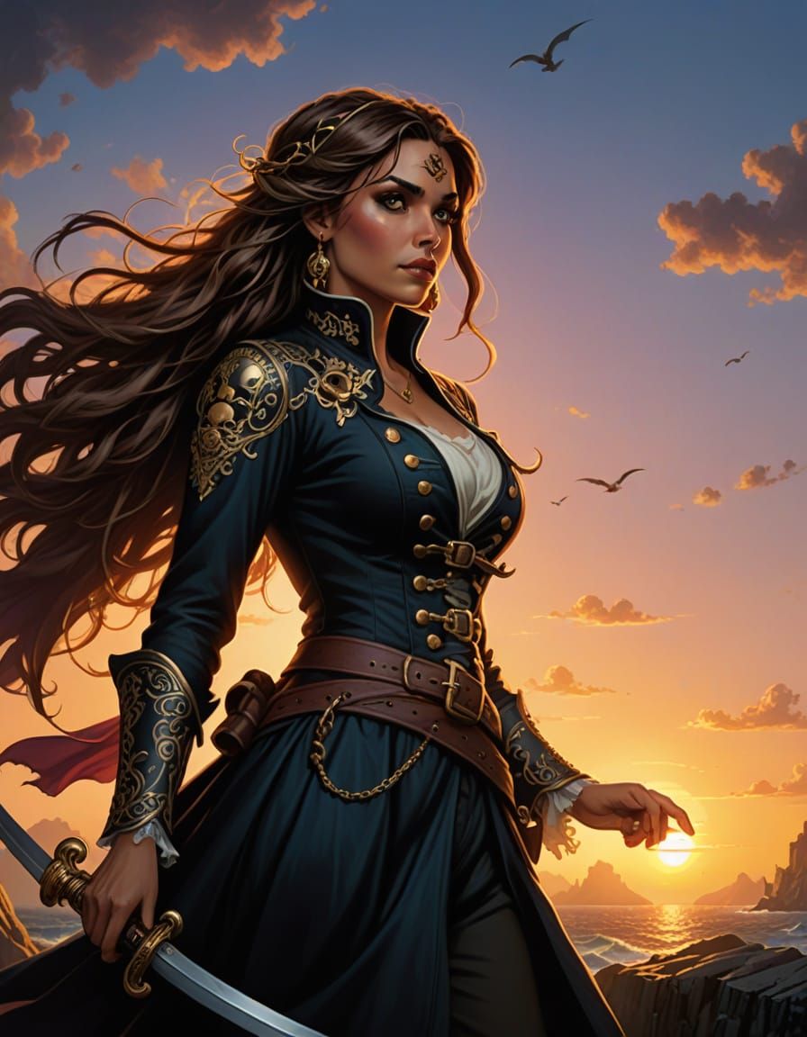 Epic Pirate Bride in Sunset Glory