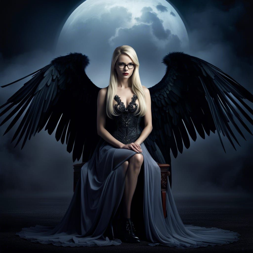 Gothic Mistress with Crow Wings Glamour Photo