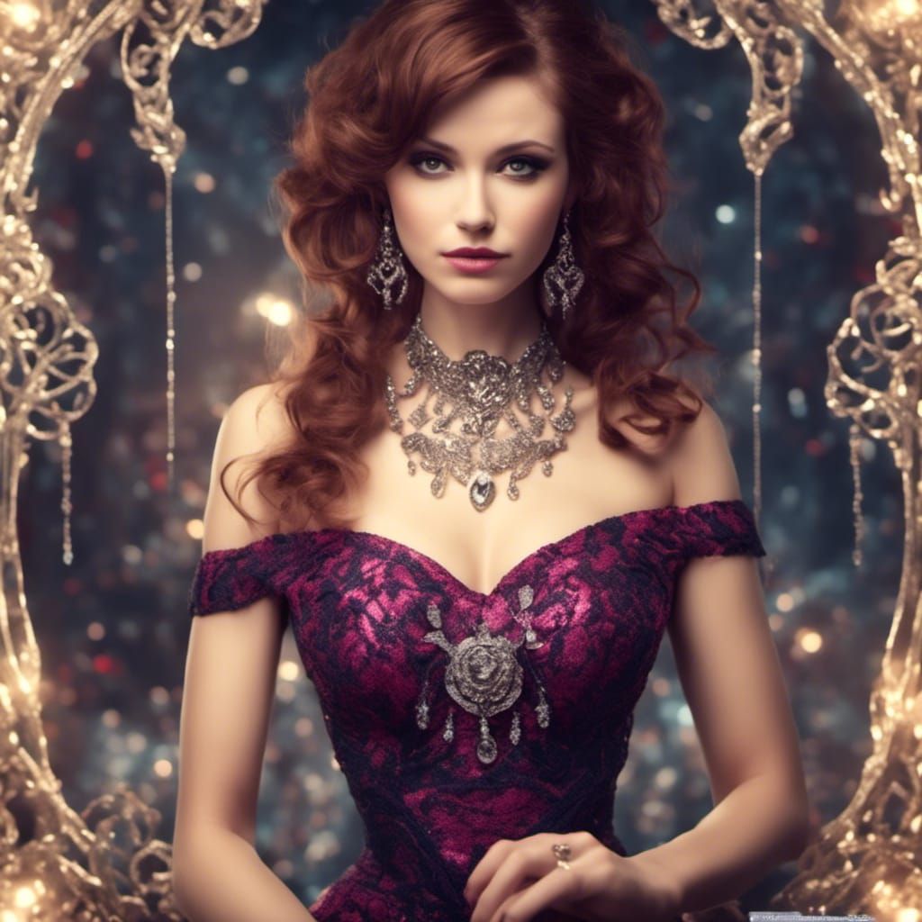 Elegant Woman in Gown with Fine Jewelry